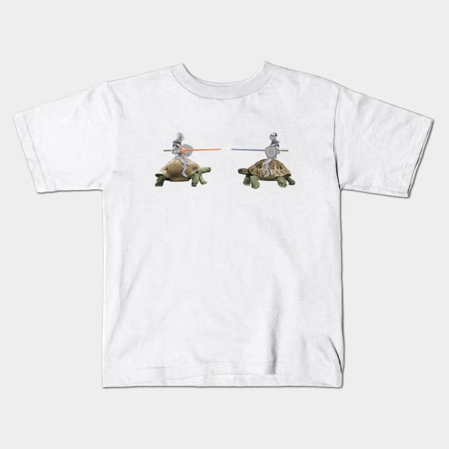 Knights jousting on tortoises Kids T-Shirt by stu-dio-art